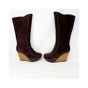 Devani Boots Size 7.5 Suede Leather Brown Platform Wedge Heels Mirada New in Box